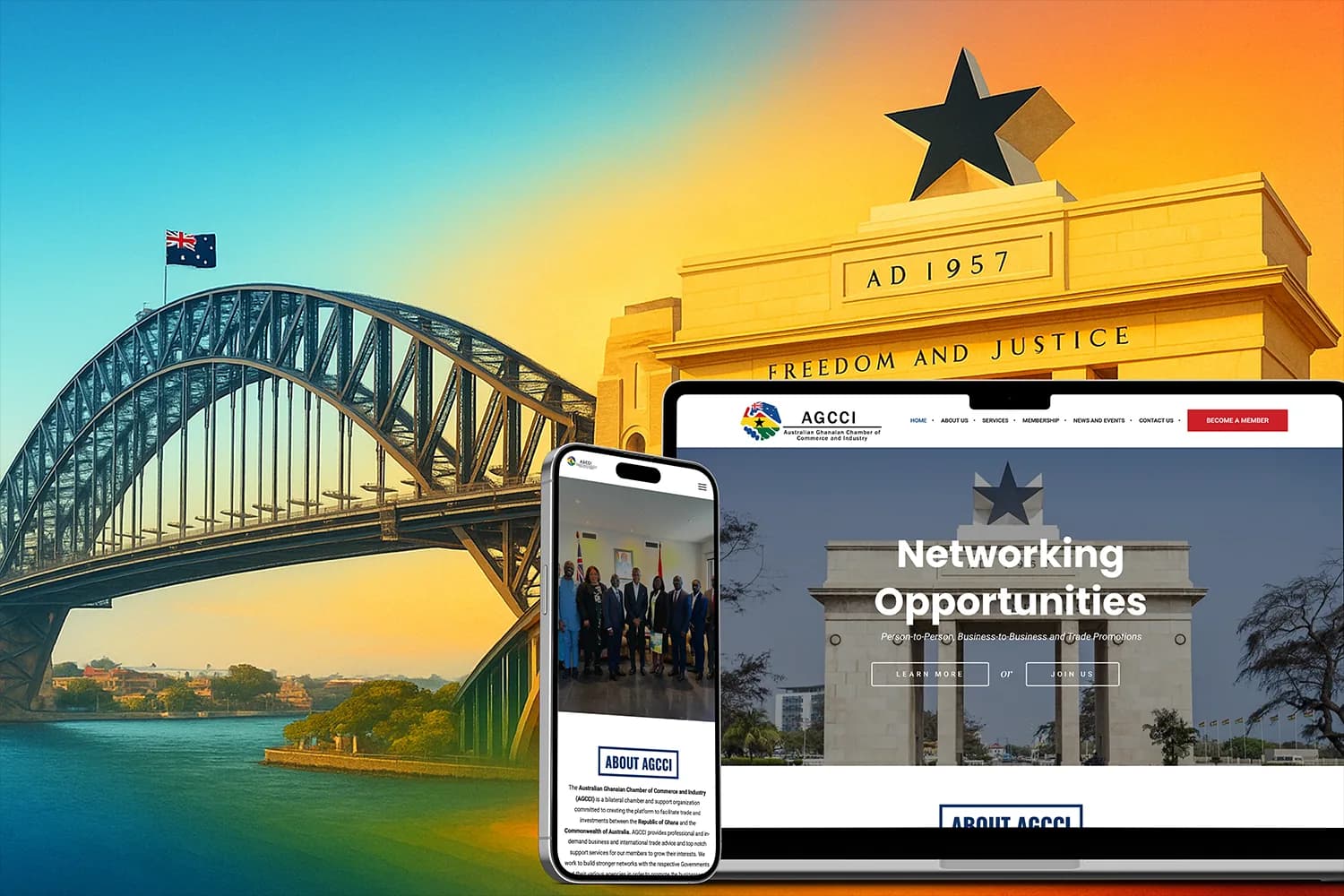 Australian Ghanaian Chamber of Commerce Business and trade website — design detail by WebGaze