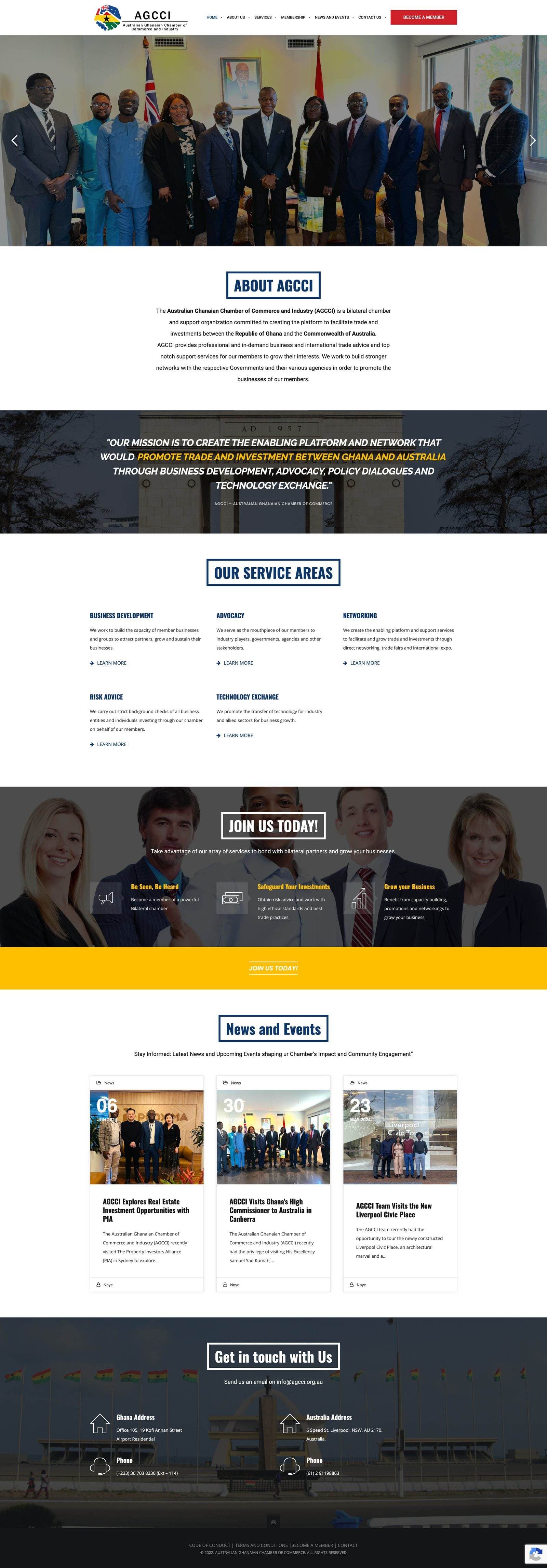 Australian Ghanaian Chamber of Commerce website homepage — Business and trade web design by WebGaze (2024)