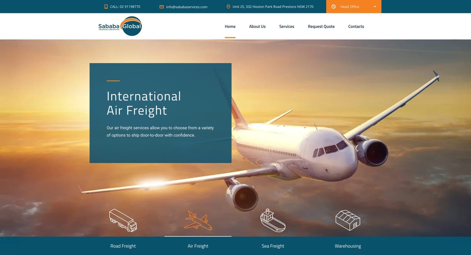 Sababa Global Trade & Logistics Freight forwarding & logistics website — design detail by WebGaze