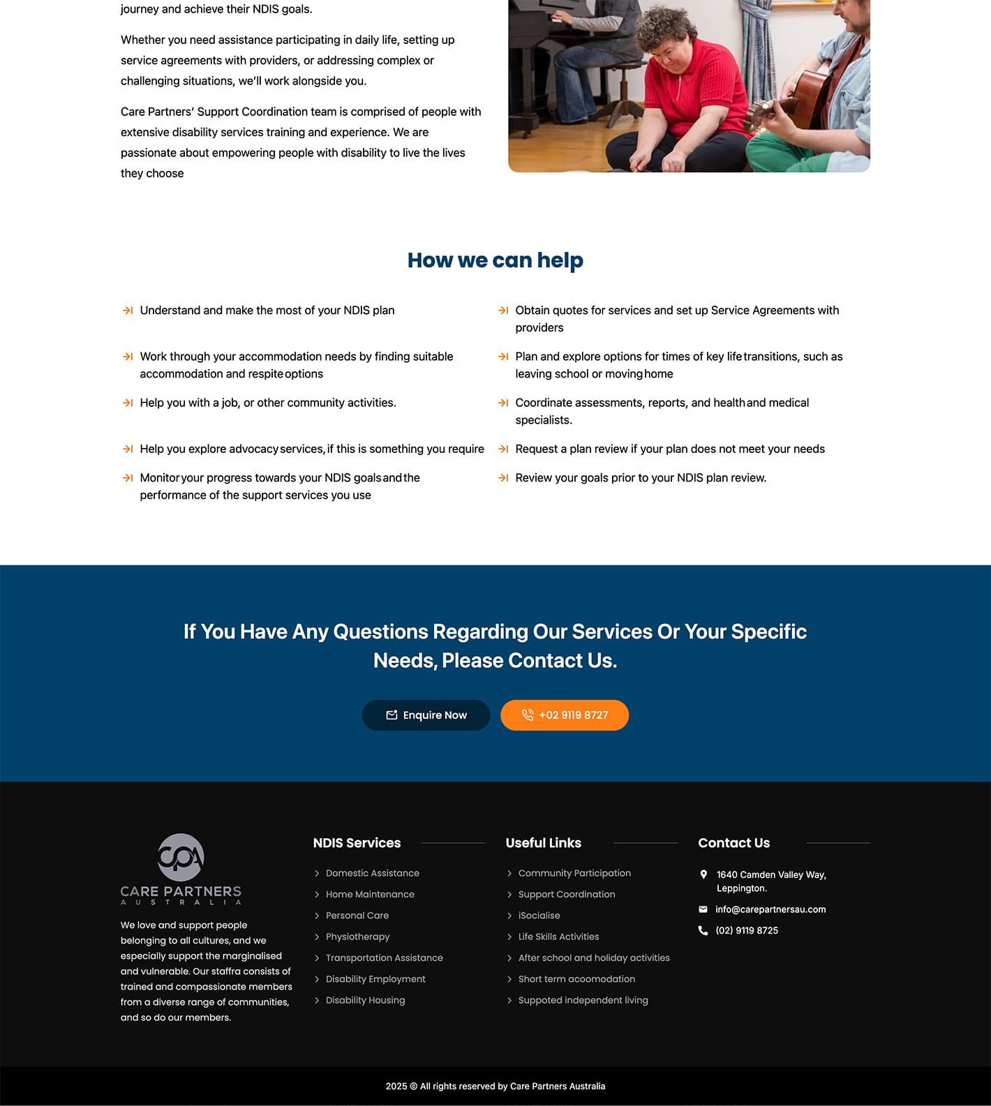Care Partners Australia Health and disability support website — design detail by WebGaze