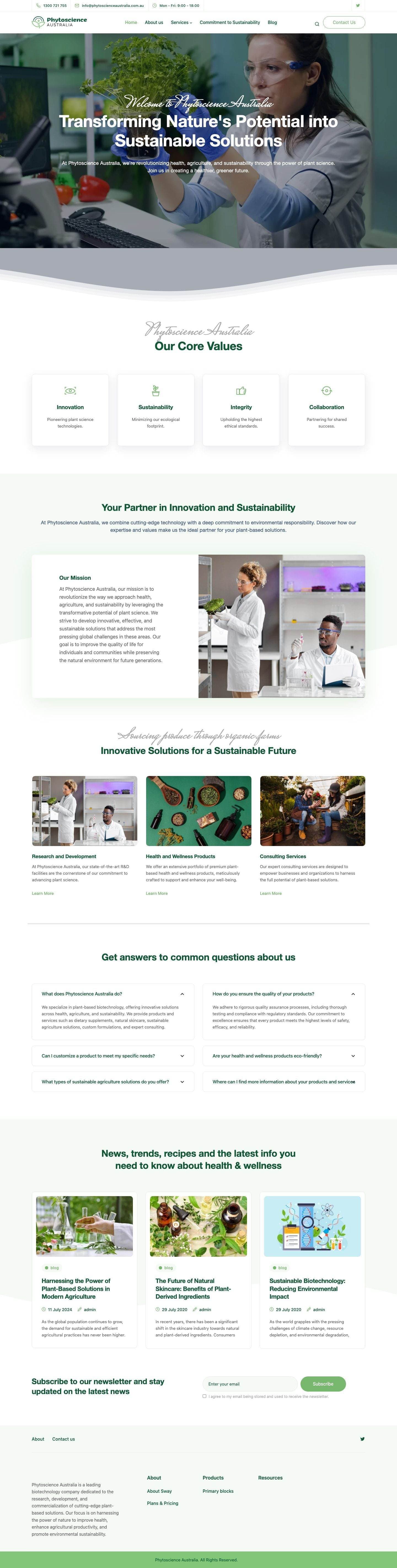 PhytoScience Australia website homepage — Health and wellness web design by WebGaze (2024)